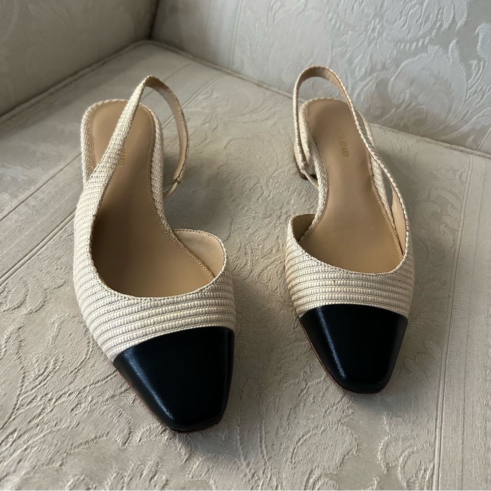 Chanel lookbook! Veronica Beard Cecile slingback natural black size 7.5 - Picture 5 of 9